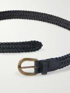 MORJAS - 3cm Woven Leather Belt - Black