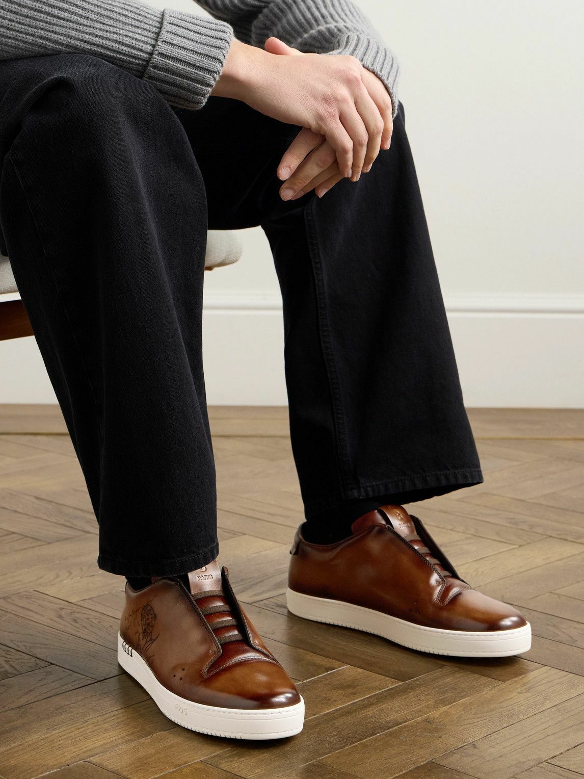 Berluti ブラウン プレイタイム Berluti - Playtime Scritto Venezia Leather Slip-On Sneakers