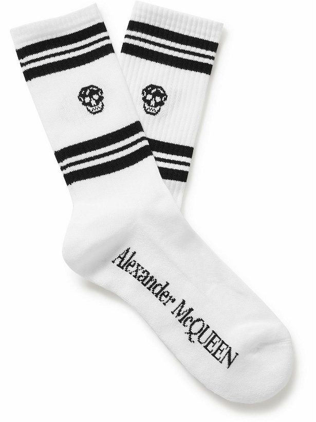 Photo: Alexander McQueen - Logo-Intarsia Cotton-Blend Socks - White