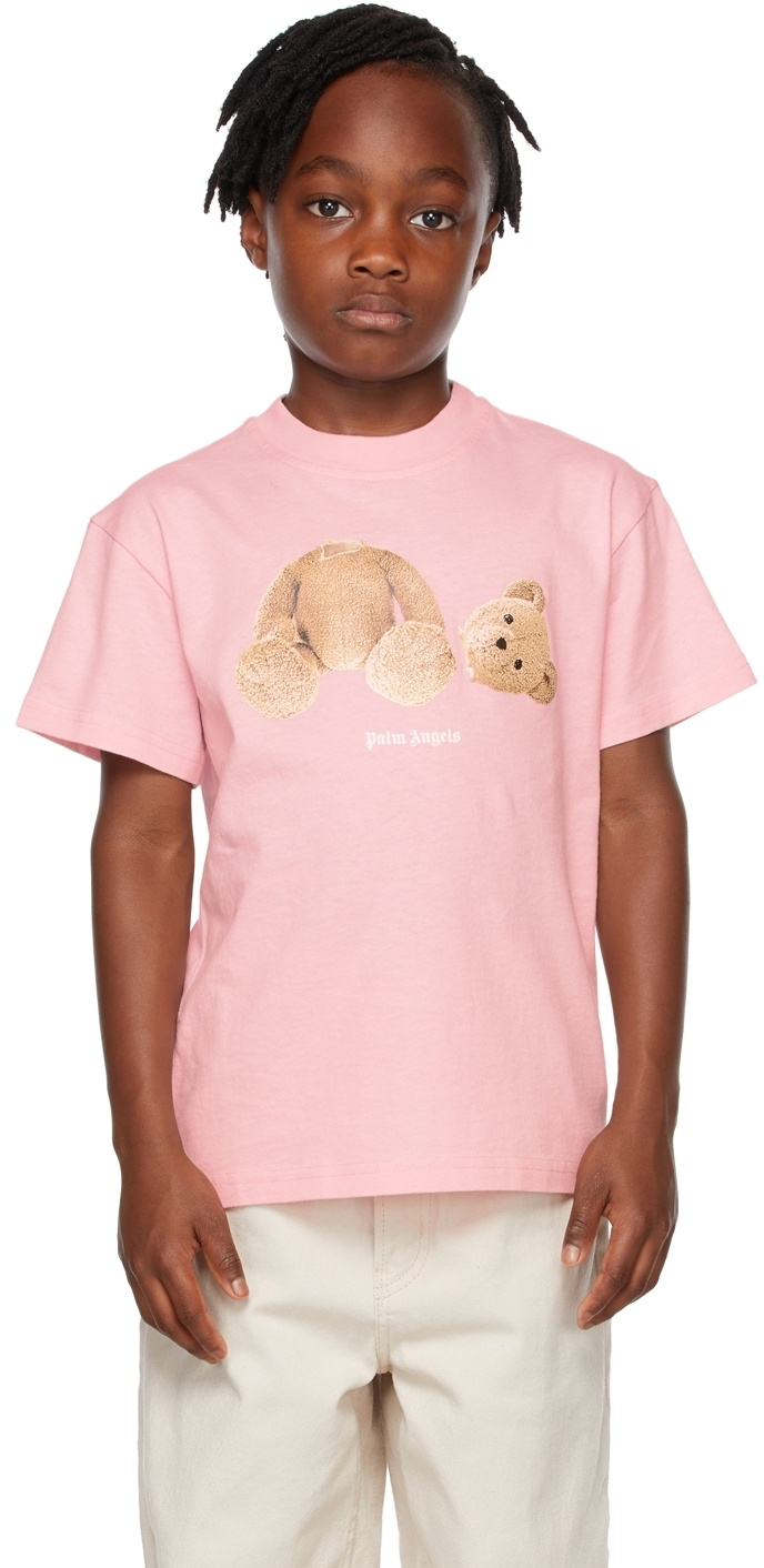 Kids Pink Bear T-Shirt by Palm Angels on Sale