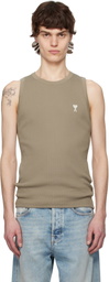 AMI Paris Khaki Cotton Rib Ami de Coeur Tank Top