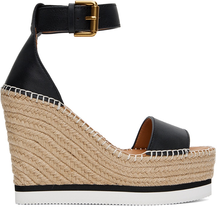 Photo: See by Chloé Black & Tan Glyn Espadrille Heeled Sandals