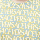 Versace Men's All Over Logo T-Shirt in Light Blue