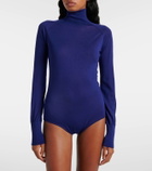 Alaïa Sheer turtleneck wool bodysuit