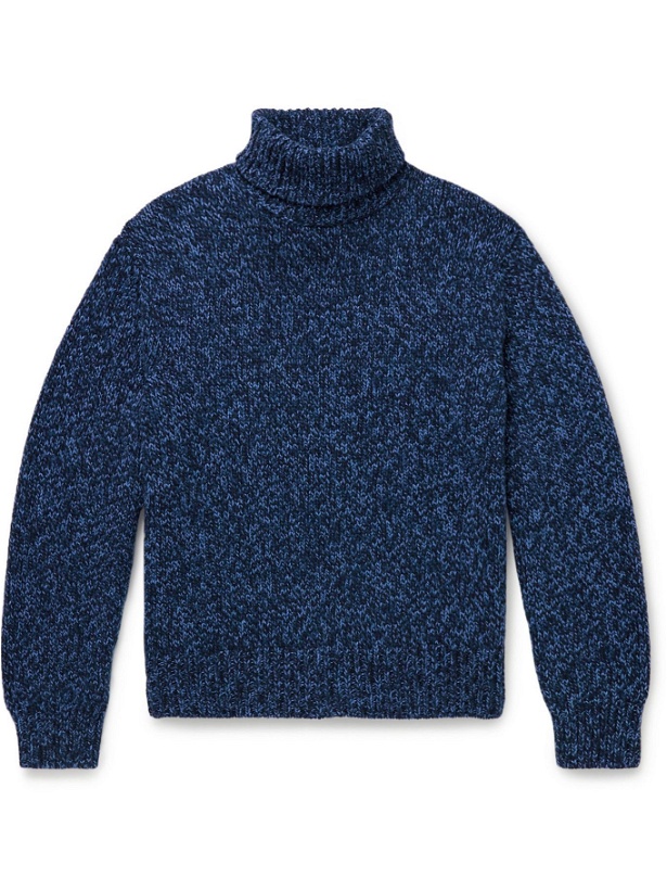 Photo: Mr P. - Recycled Cashmere and Wool-Blend Rollneck Sweater - Blue