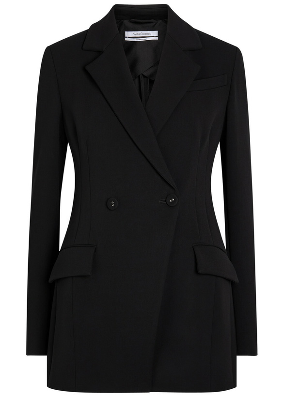 Photo: Another Tomorrow Double-breasted Fitted Jersey Blazer Black