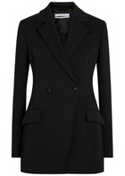 Another Tomorrow Double-breasted Fitted Jersey Blazer Black