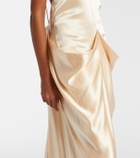 Khaite Draped gathered satin maxi dress