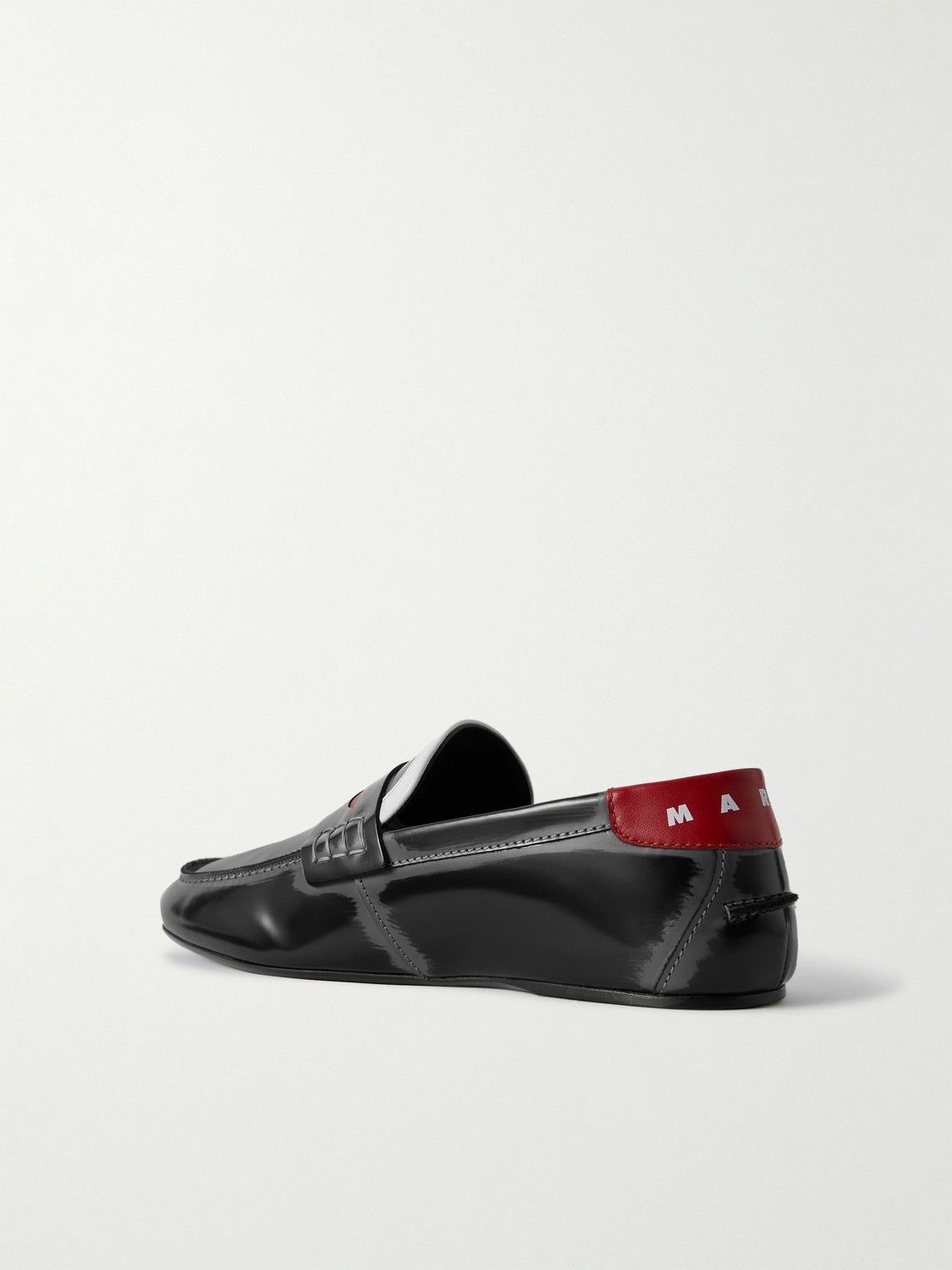 Marni - Logo-Print Glossed-Leather Loafers - Black