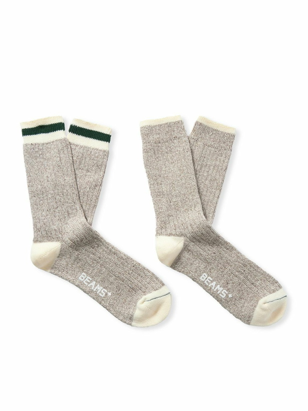 Photo: Beams Plus - Rag Two-Pack Striped Ribbed-Knit Socks