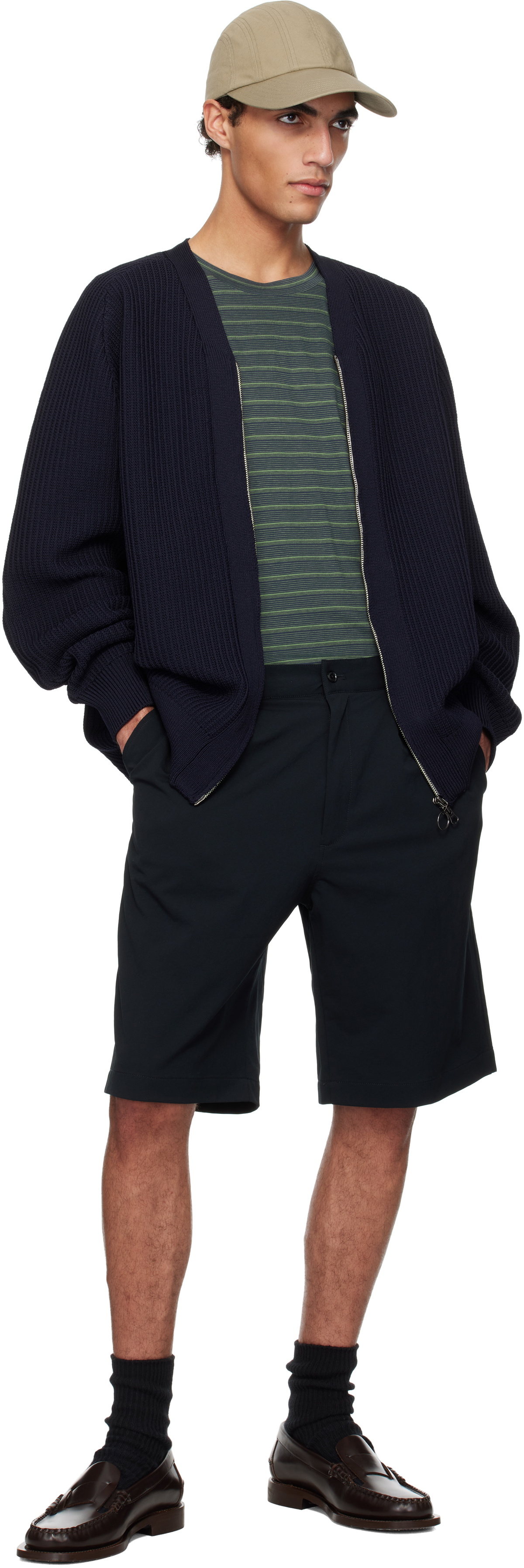 nanamica Navy 5G Zip Cardigan Nanamica