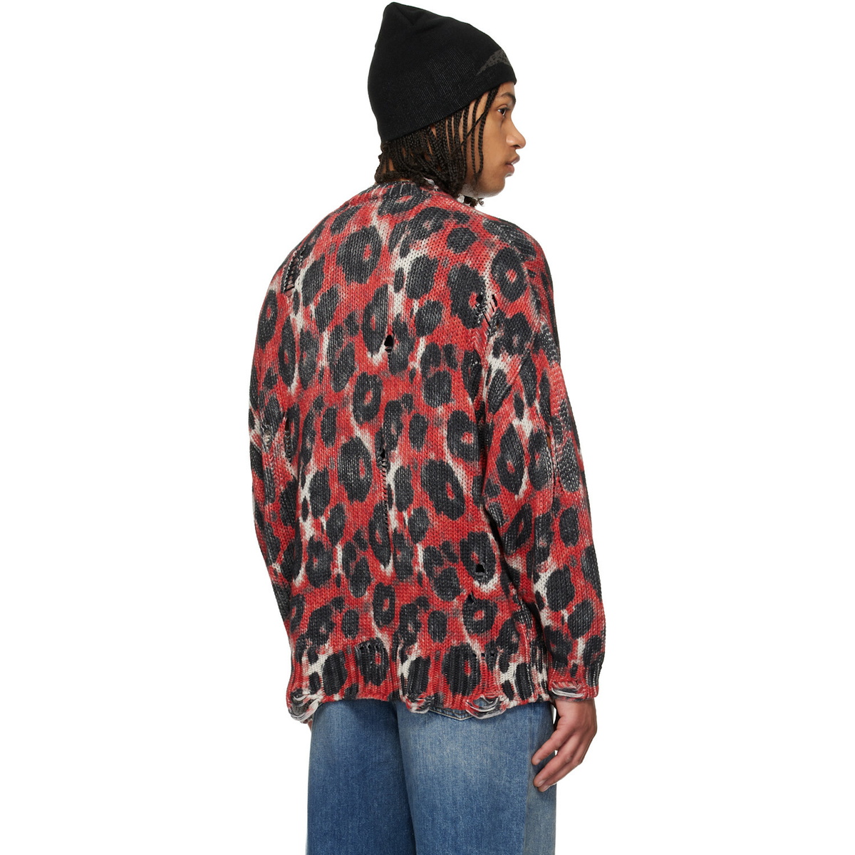 R13 Red & Black Printed Oversized Sweater