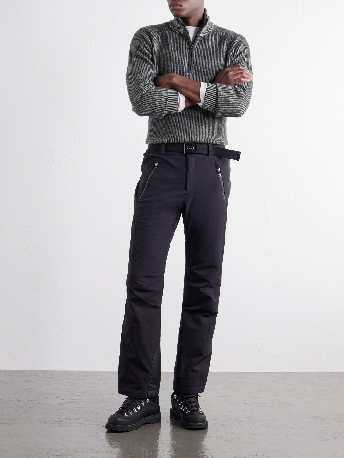 BOGNER - Dwayne Ribbed Wool and Cashmere-Blend Half-Zip Ski Mid-Layer - Gray