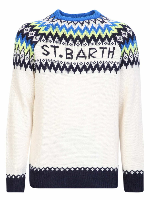 Photo: MC2 Saint Barth White Jacquard Sweater With Fair Isle Pattern