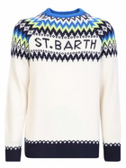 MC2 Saint Barth White Jacquard Sweater With Fair Isle Pattern