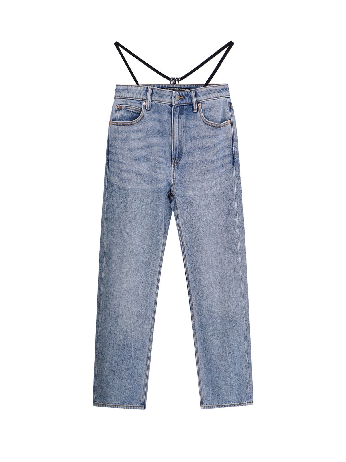 デニム・ジーパン [Alexander Wang]straight jeans with integrated thong Alexander Wang Blue Mid-Rise Pre-Styled Logo Thong Jeans