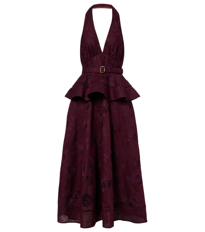 Photo: Self-Portrait Broderie anglaise cotton and linen midi dress