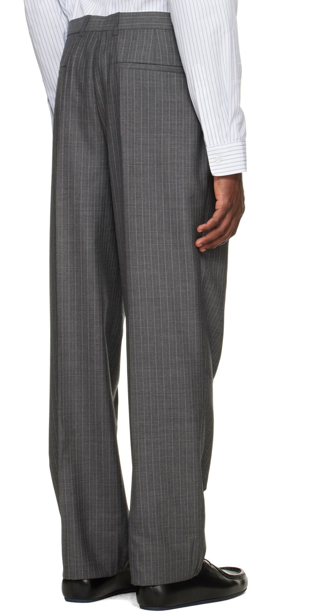 Jil Sander Gray Wool Pinstripe Trousers