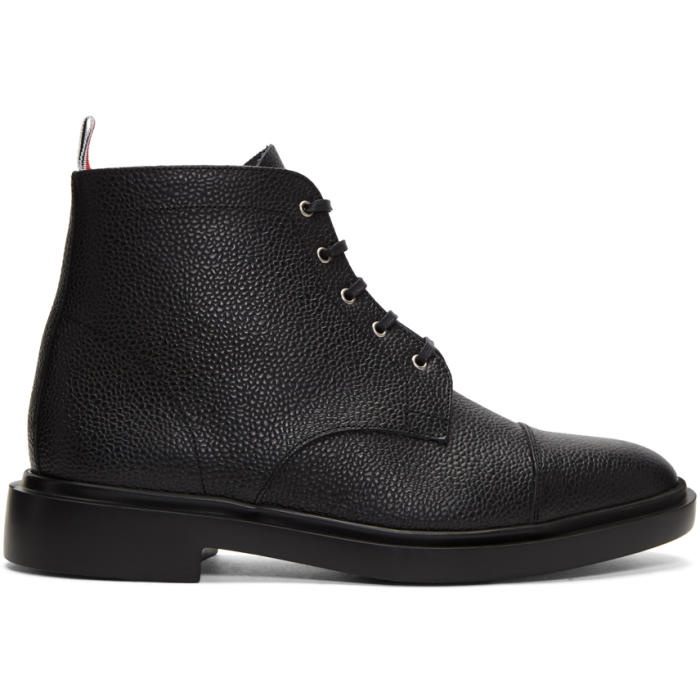 Photo: Thom Browne Black Cropped Derby Boots