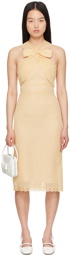 SHUSHU/TONG Beige Crossover Bow Midi Dress