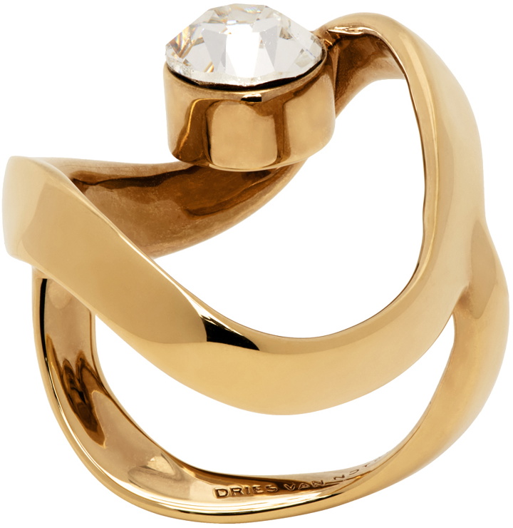 Photo: Dries Van Noten Gold Waved Jewel Ring