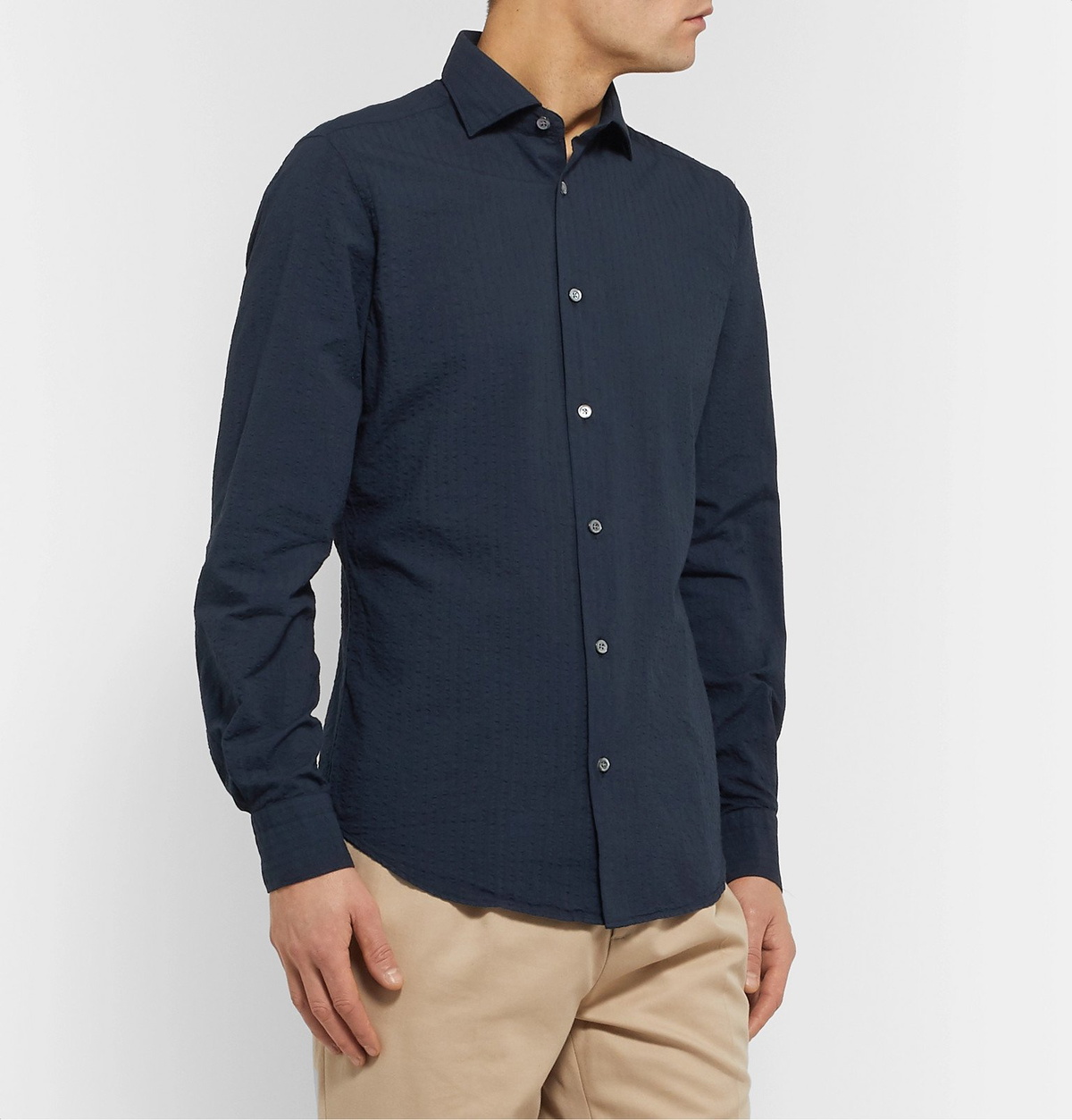 Boglioli - Slim-Fit Cotton-Seersucker Shirt - Blue Boglioli