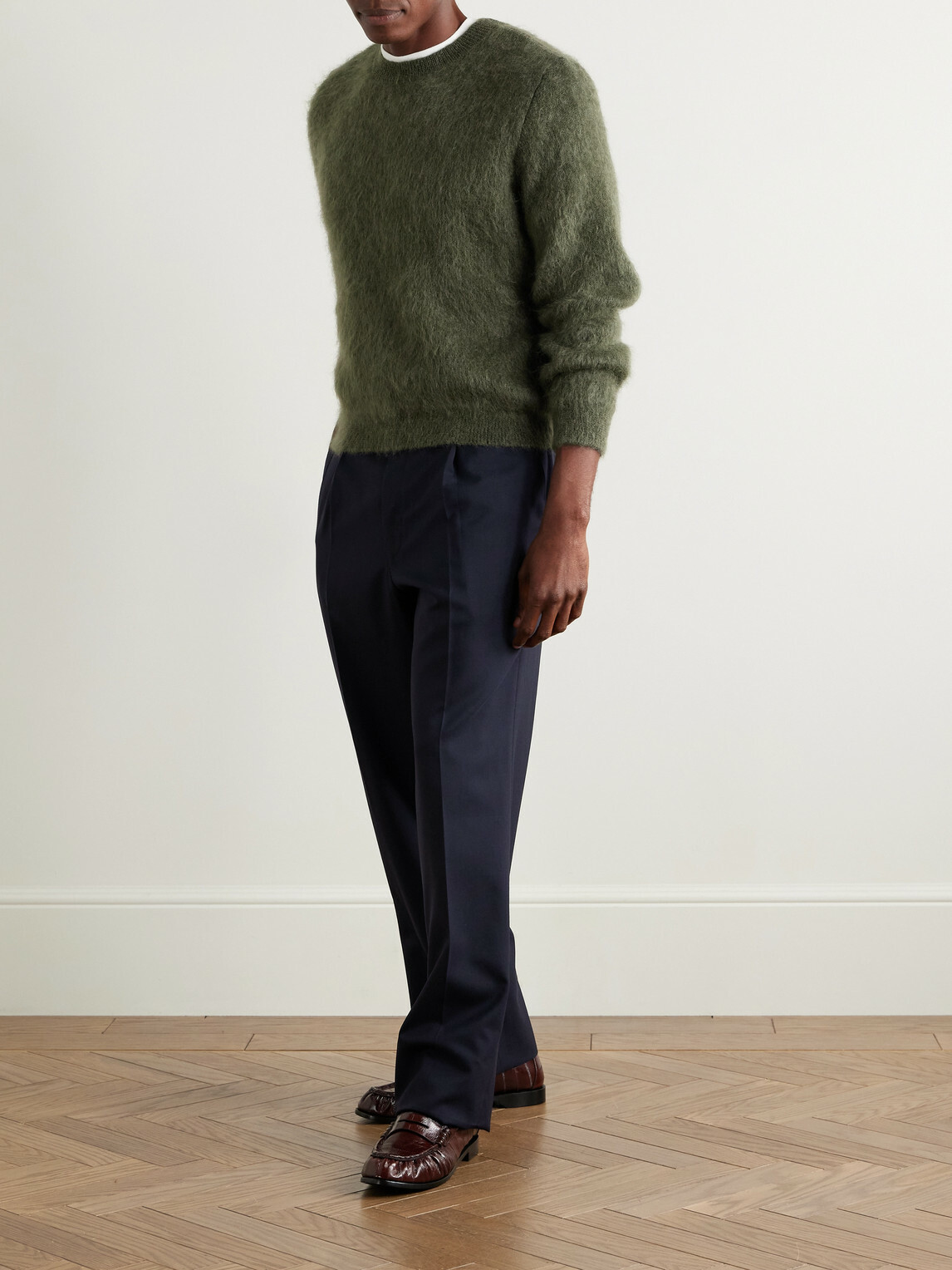 Stòffa - Straight-Leg Pleated Wool Trousers - Blue