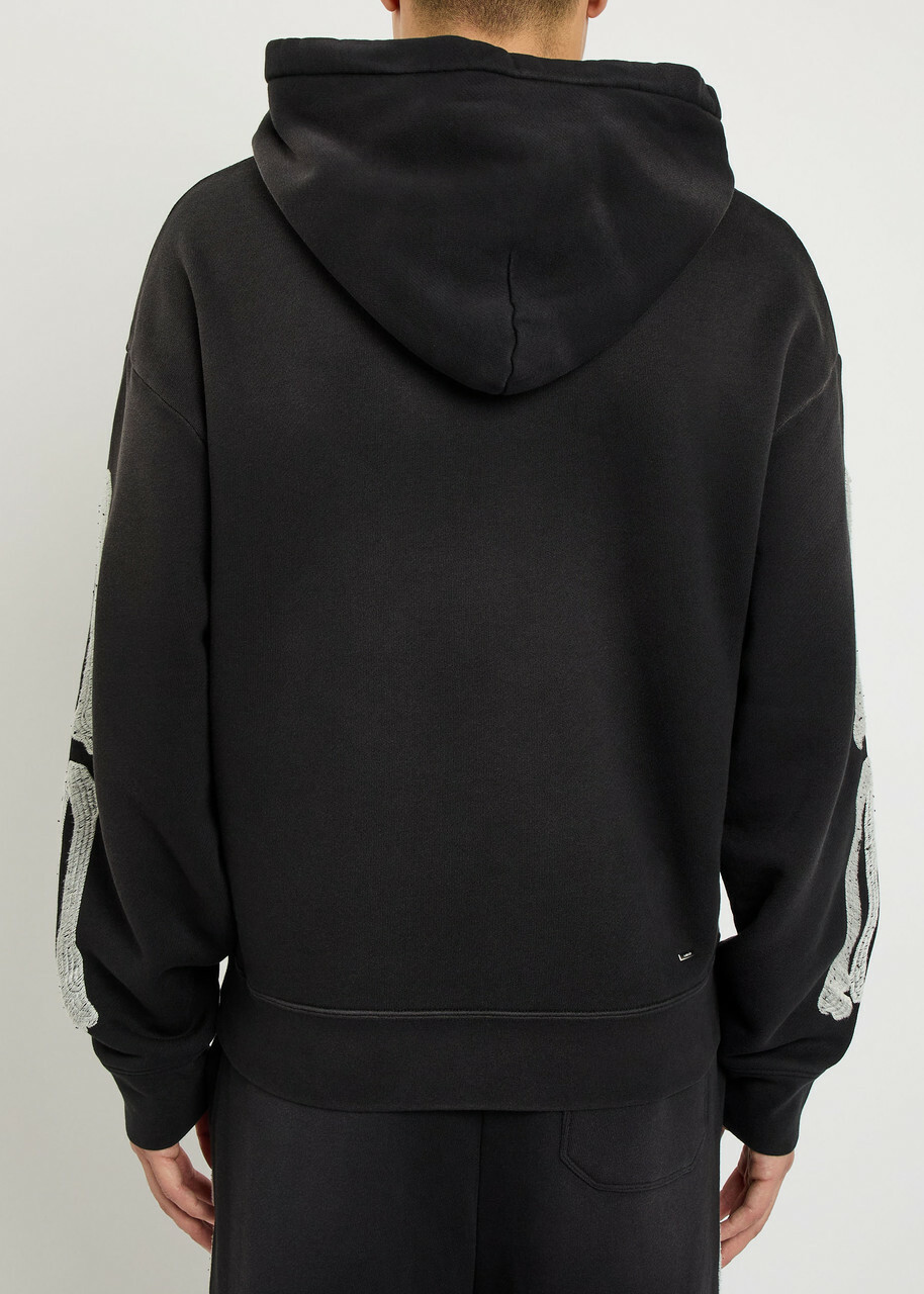 Amiri Amiri Bones Embroidered Hooded Cotton Sweatshirt Black