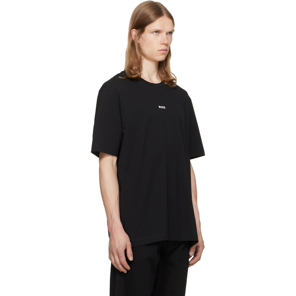 BOSS Black Stretch-Cotton Contrast Logo T-shirt