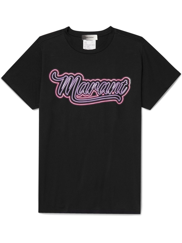 Photo: Isabel Marant - Logo-Print Organic Cotton-Jersey T-Shirt - Black