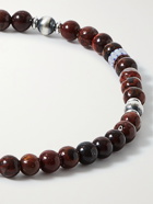 MIKIA - Kambaba Jasper and Sterling Silver Beaded Bracelet - Red