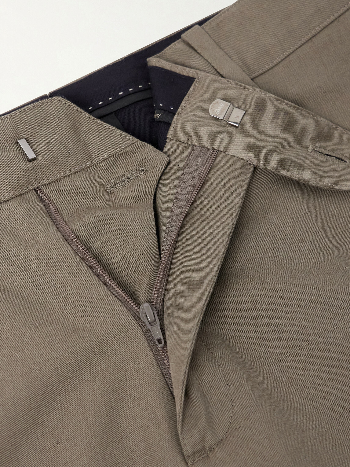 Brioni - Straight-Leg Linen and Cotton-Blend Trousers - Brown