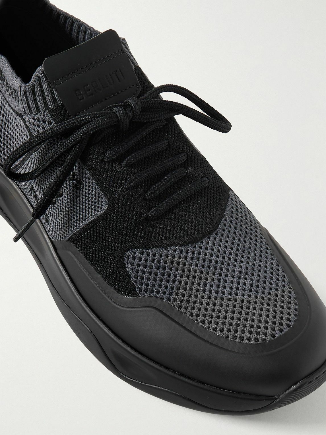 Berluti - Shadow Rubber-Trimmed and Coated Stretch-Knit Sneakers - Gray