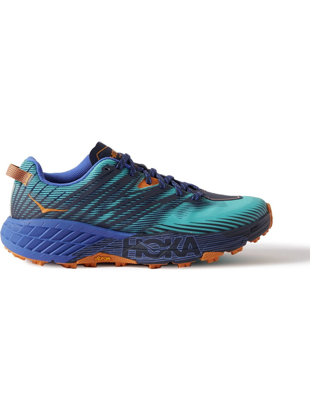 Photo: Hoka One One - Speedgoat 4 GORE-TEX Mesh Trail Running Sneakers - Blue