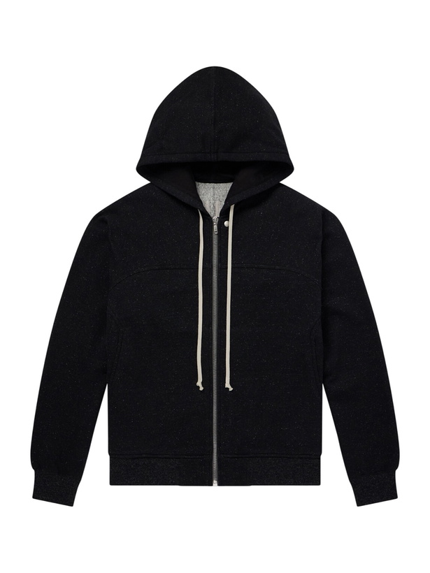 Photo: Rick Owens - Washed Wool and Cotton-Blend Zip-Up Hoodie - Black
