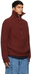 Marni Red Knit Half-Zip Sweater