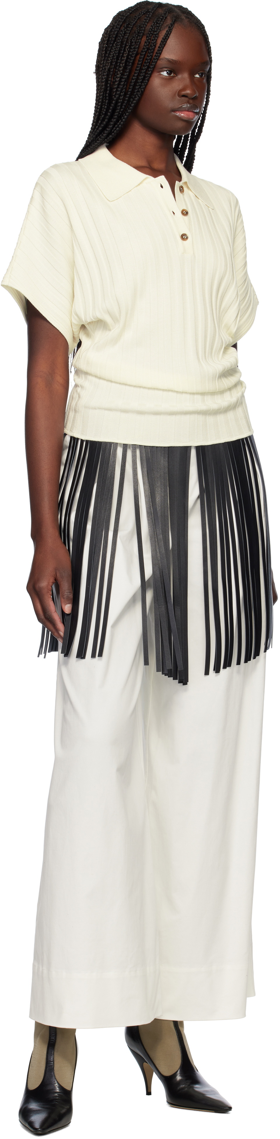 RECTO Off-White Dolman Sleeves Knit Polo