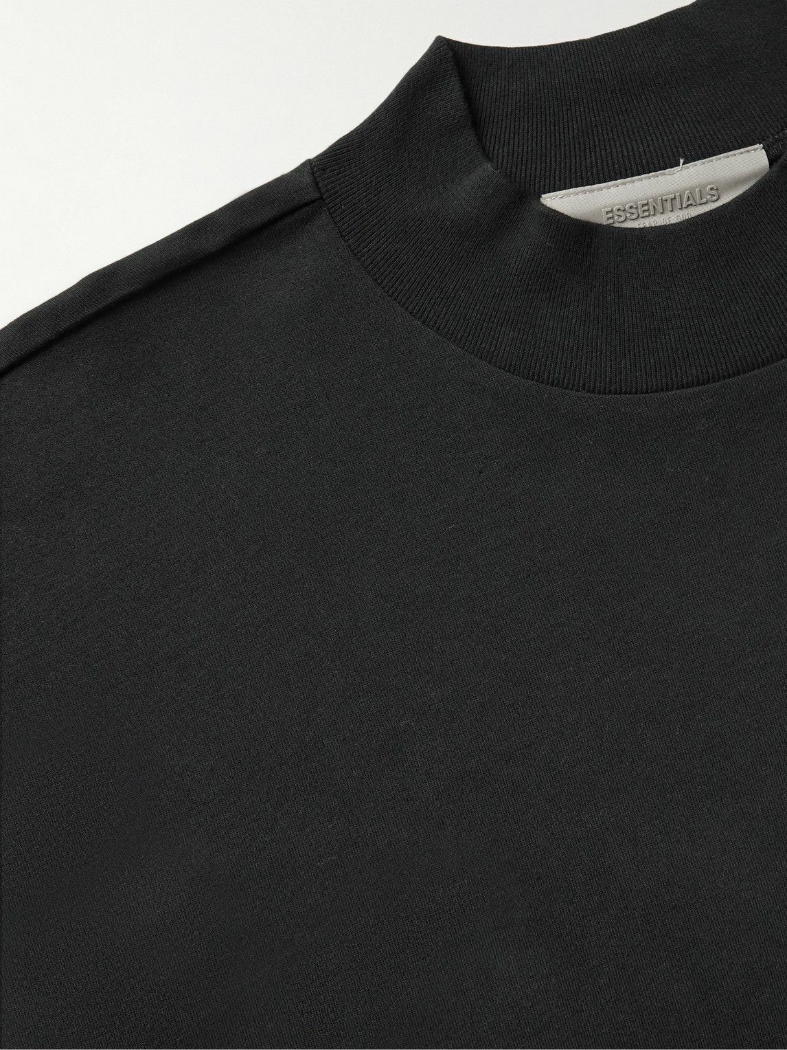 FEAR OF GOD ESSENTIALS - Logo-Flocked Cotton-Jersey T-Shirt - Black ...