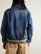 Sacai - Nylon and Grosgrain-Trimmed Indigo-Dyed Denim Jacket - Blue