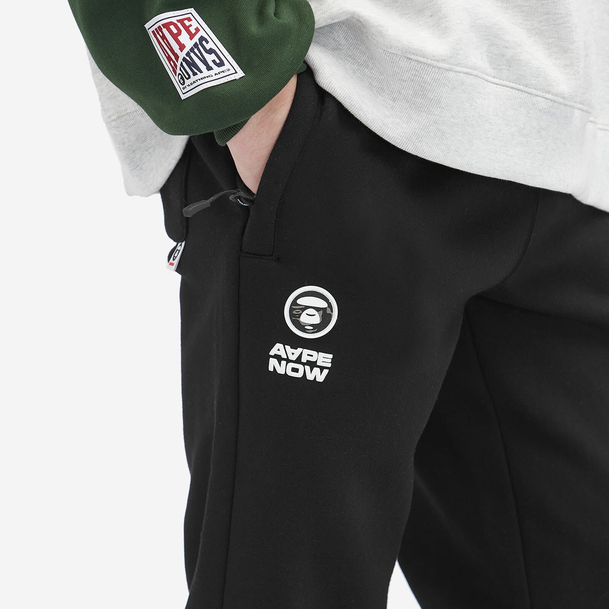 Men's AAPE Now Camo Badge Sweat Pants in Black AAPE by A Bathing Ape