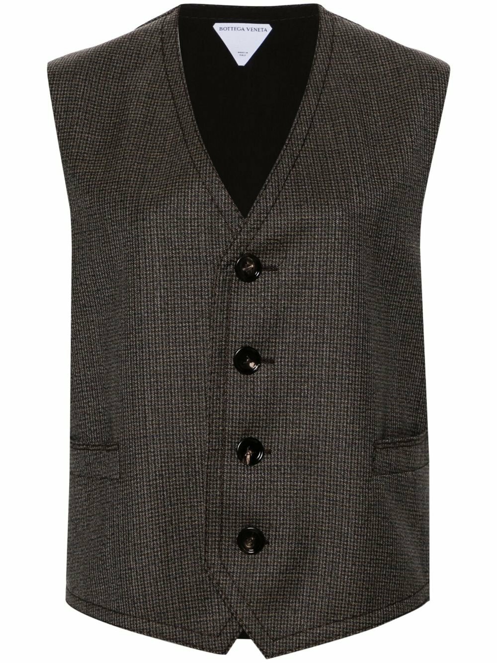 Bottega Veneta Brown Houndstooth Wool Waistcoat