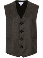Bottega Veneta Brown Houndstooth Wool Waistcoat