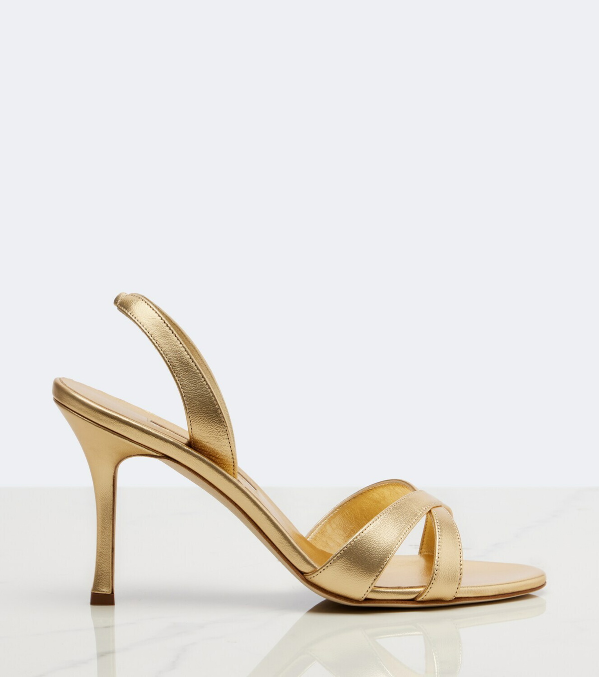 Manolo Blahnik Callasi metallic leather slingback sandals