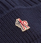 Moncler Grenoble - Logo-Appliquéd Ribbed Virgin Wool Beanie - Blue