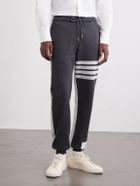 Thom Browne - Tapered Striped Cotton-Jersey Sweatpants - Gray