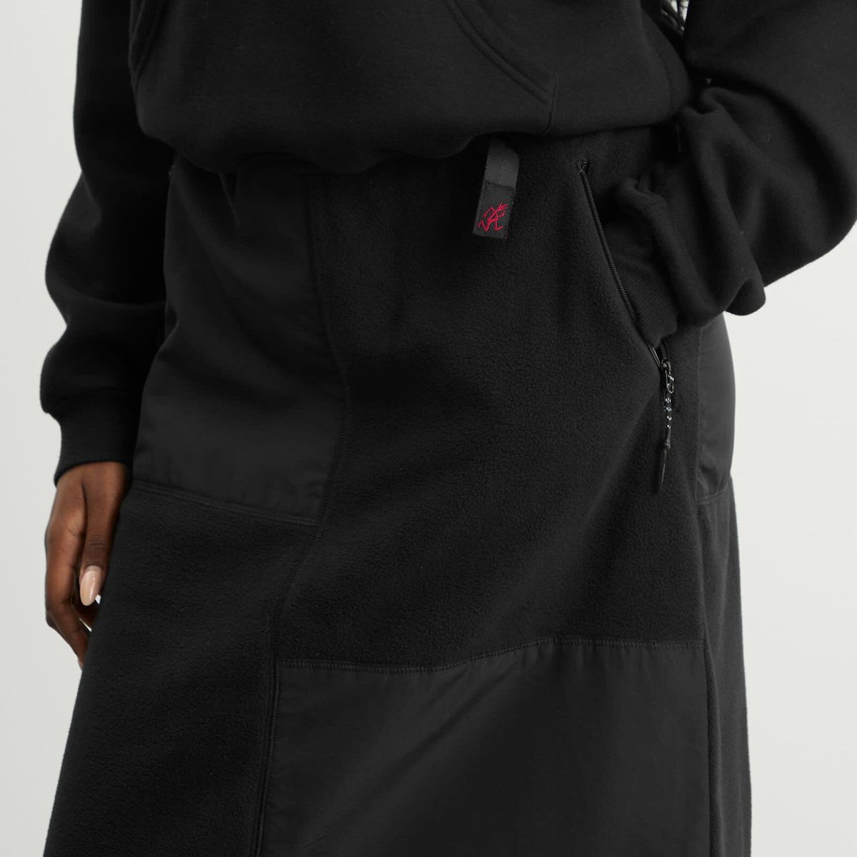 Gramicci Women's Patchwork Fleece Midi Skirt in Black