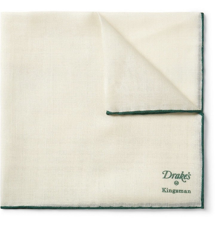 Photo: Kingsman - Drake's Wool and Silk-Blend Pocket Square - Neutrals