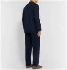 Isaia - Piped Cotton and Cashmere-Blend Twill Pajama Set - Blue