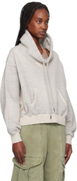 R13 Gray Funnel Neck Cropped Hoodie