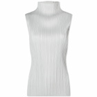 Pleats Please Issey Miyake Women's Basics Roll Neck Vest in Grey